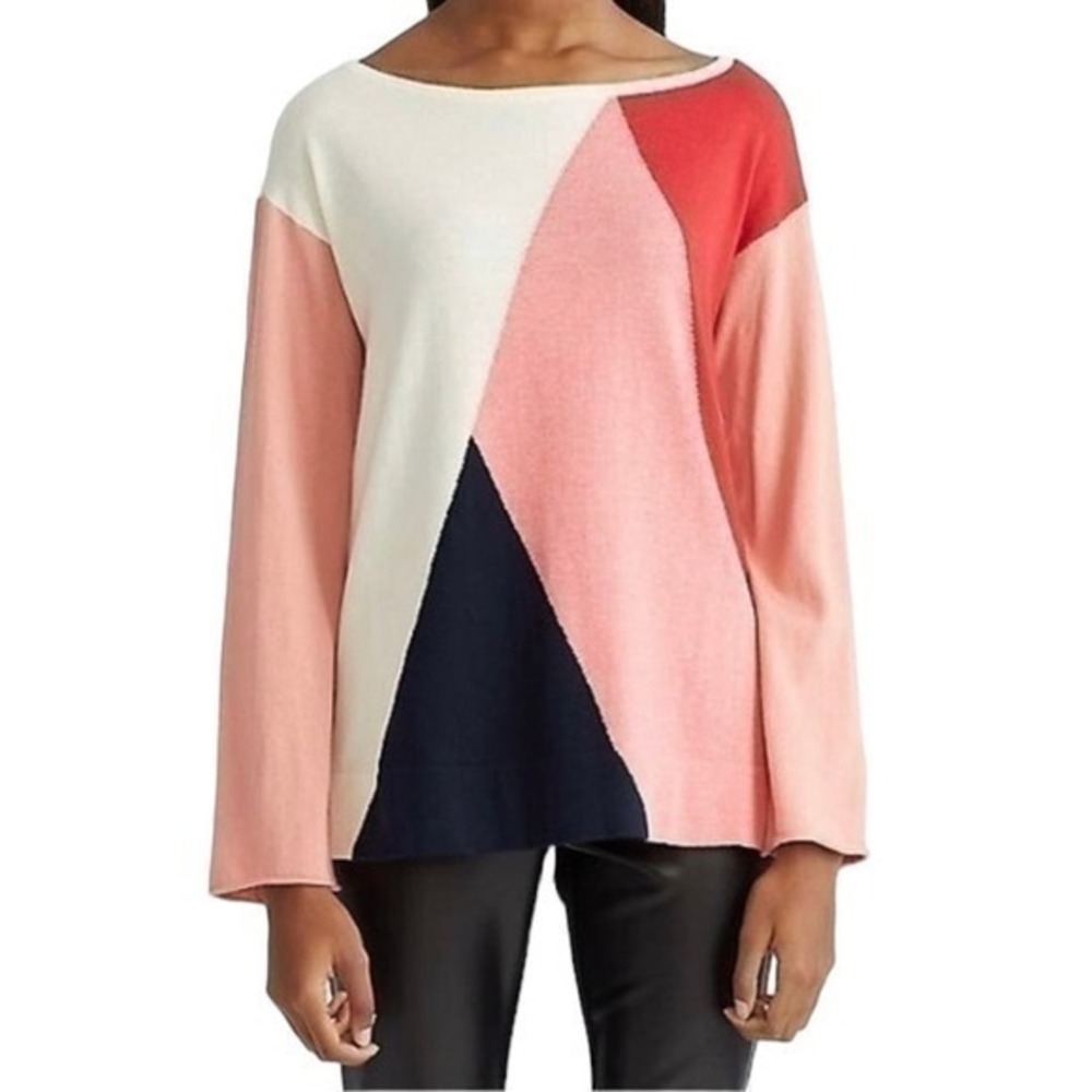 Chaps geometrical color block black pink peach NWT L